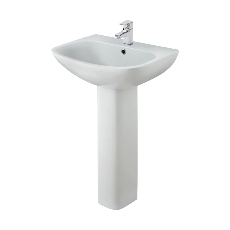 Nuie Ava 545mm Basin & Pedestal Contemporary White Vitreous China 840x545x455mm