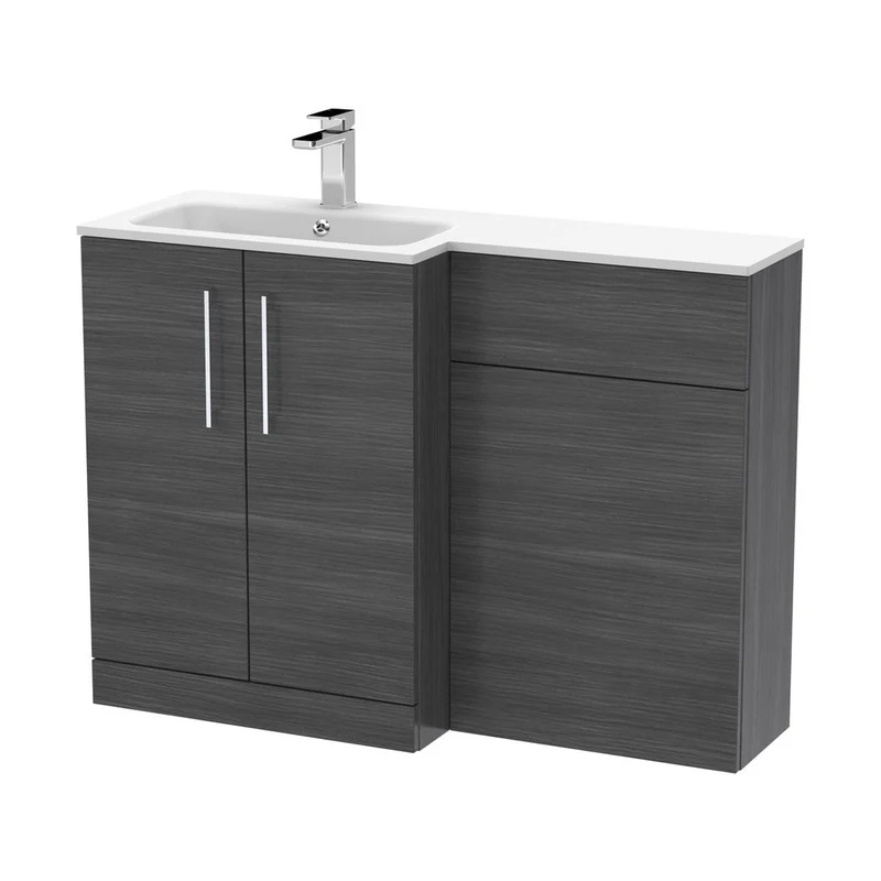 Nuie Arno 1100mm Left Hand Combination Contemporary Anthracite Woodgrain MFC Textured Woodgrain,stone 858x1105x390mm - ARN512L