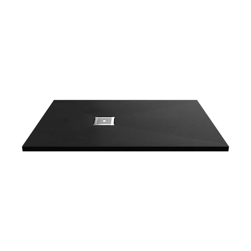 Hudson Reed Slim Rectangular Trays Rectangular Shower Tray 1200 X 800mm Contemp Black Slate Acrylic Capped Abs Caco3 And Pu