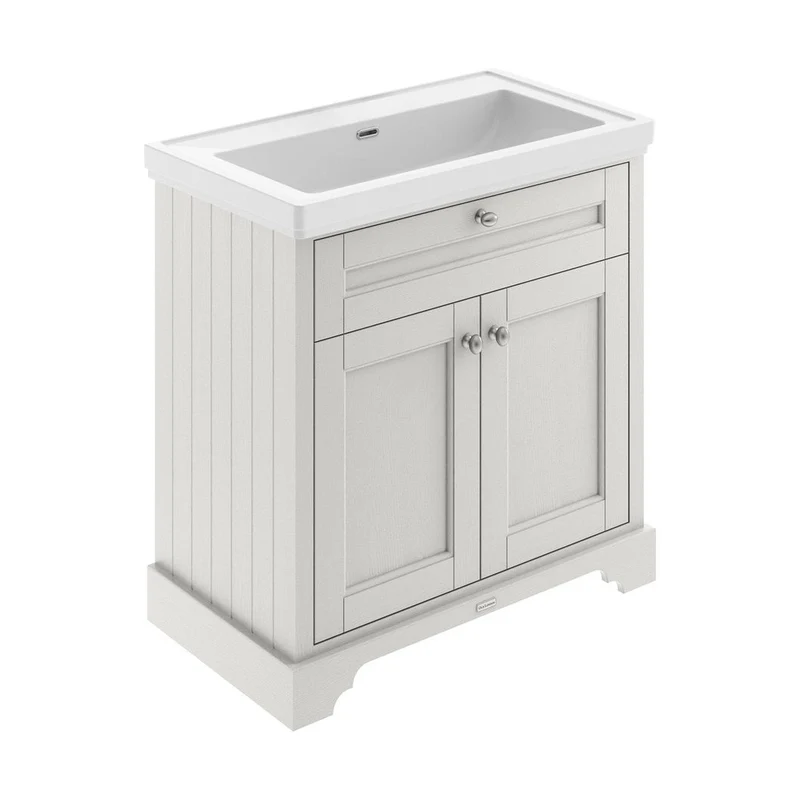 Hudson Reed Old London 800mm 2-door Vanity & Classic Basin 0th Trad Timeless Sand MDF Vinyl Textured Woodgrain 875x830x471mm