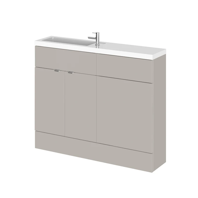 Fusion 1100mm Slimline Floor Standing Basin & WC Combination Unit - Pebble Grey Matt