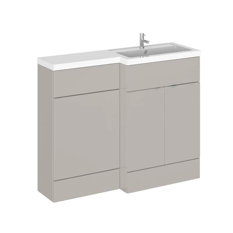 Fusion 1100mm Floor Standing Basin & WC Combination Unit With Right Hand Basin - Pebble Grey Matt