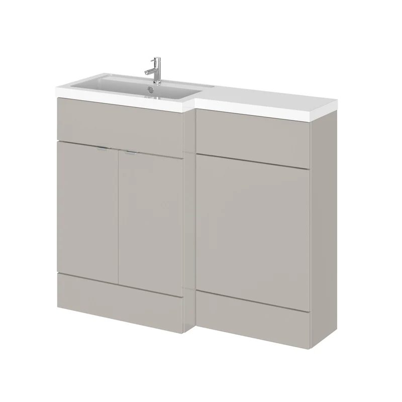 Fusion 1100mm Floor Standing Basin & WC Combination Unit With Left Hand Basin - Pebble Grey Matt