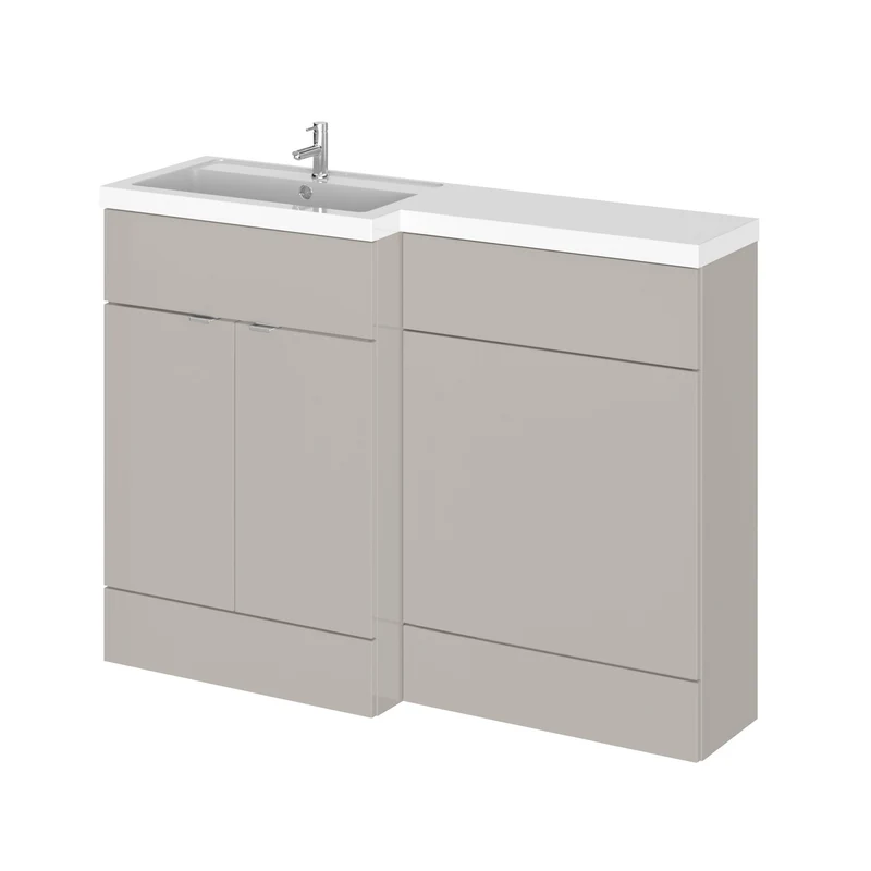 Fusion 1200mm Floor Standing Basin & WC Combination Unit With Left Hand Basin - Pebble Grey Matt
