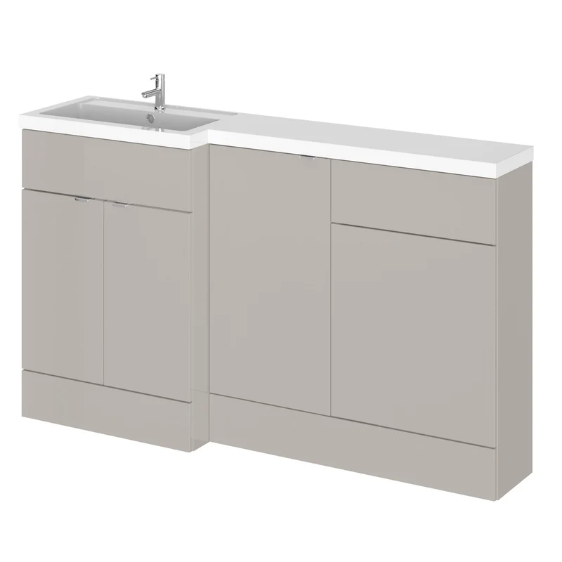 Fusion 1500mm Floor Standing Basin 400mm Cabinet & 500mm WC Combination Unit With Left Hand Basin - Pebble Grey Matt