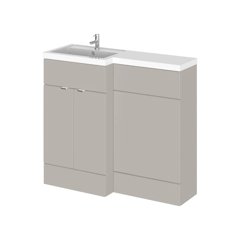 Fusion 1000mm Floor Standing Basin & WC Combination Unit With Left Hand Basin - Pebble Grey Matt