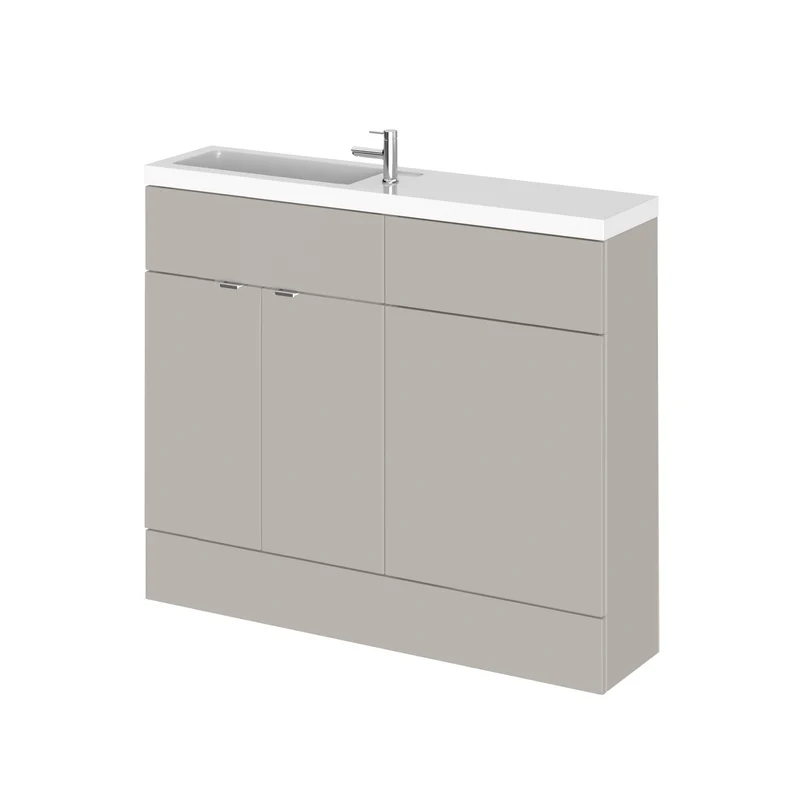 Fusion 1000mm Slimline Floor Standing Basin & WC Combination Unit - Pebble Grey Matt
