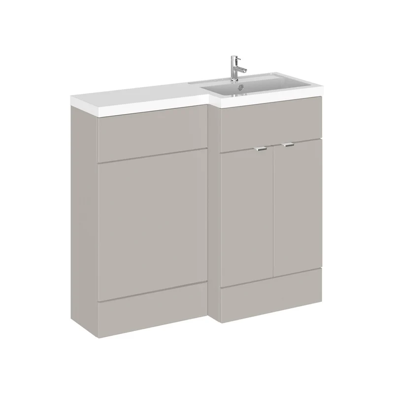 Fusion 1000mm Floor Standing Basin & WC Combination Unit With Right Hand Basin - Pebble Grey Matt