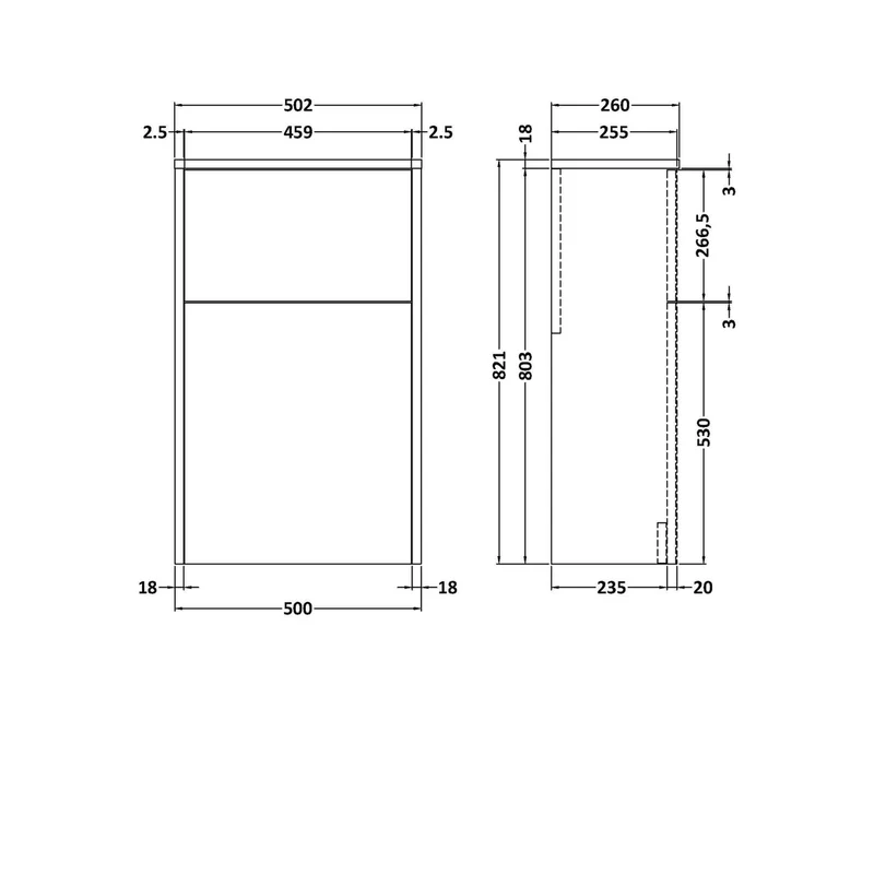 Hudson Reed Juno 500mm Wc Unit Contemp Autumn Oak MFC Textured Woodgrain 821x502x260mm