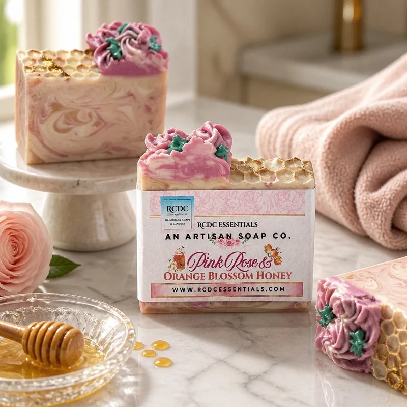 Pink Rose & Orange Blossom Honey ~ Natural Handmade Cold Process Soap