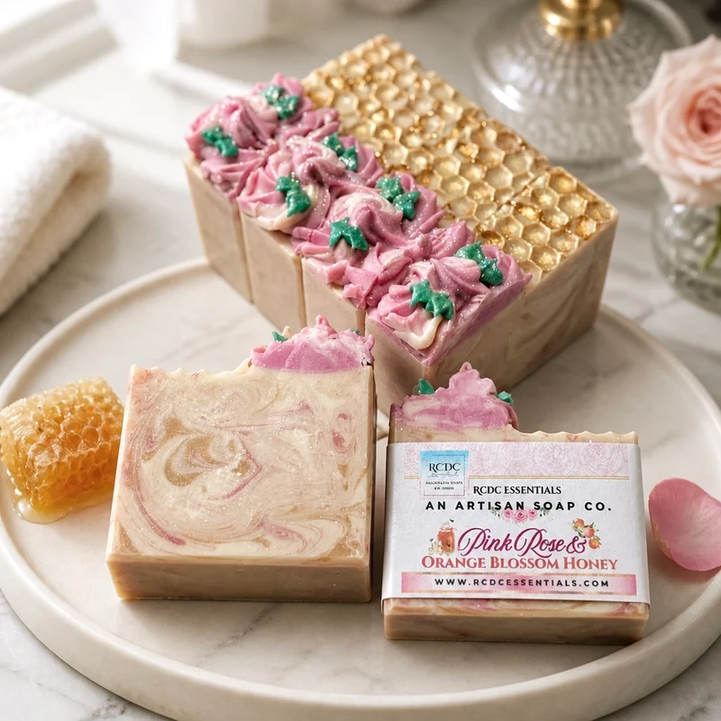 Pink Rose & Orange Blossom Honey ~ Natural Handmade Cold Process Soap
