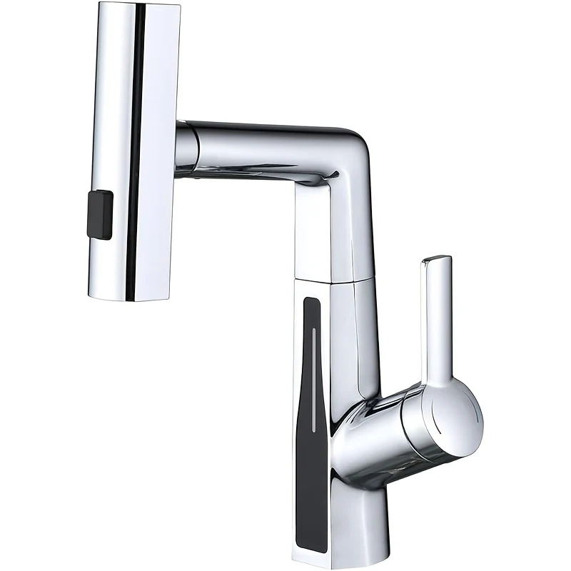 Mitigeur de lavabo extractible avec jet cascade et mousseur