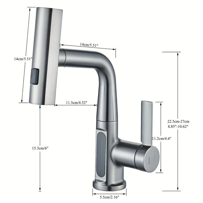 Mitigeur de lavabo extractible avec jet cascade et mousseur