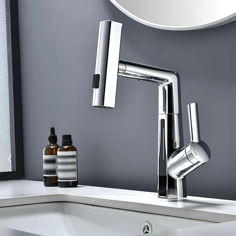 Mitigeur de lavabo extractible avec jet cascade et mousseur