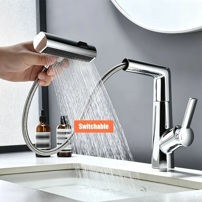 Mitigeur de lavabo extractible avec jet cascade et mousseur