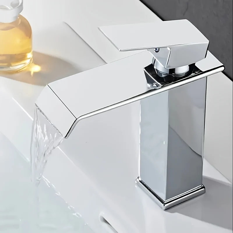 Mitigeur de lavabo cascade carré, noir, noir et or ou blanc et or