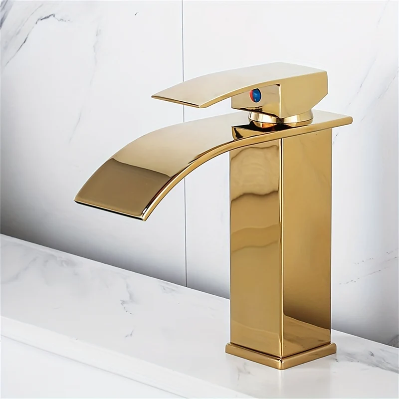 Mitigeur de lavabo cascade carré au bec incurvé