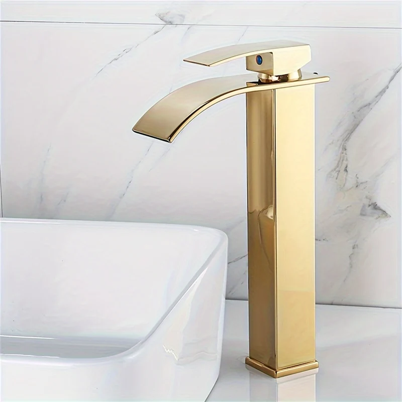 Mitigeur de lavabo cascade carré au bec incurvé