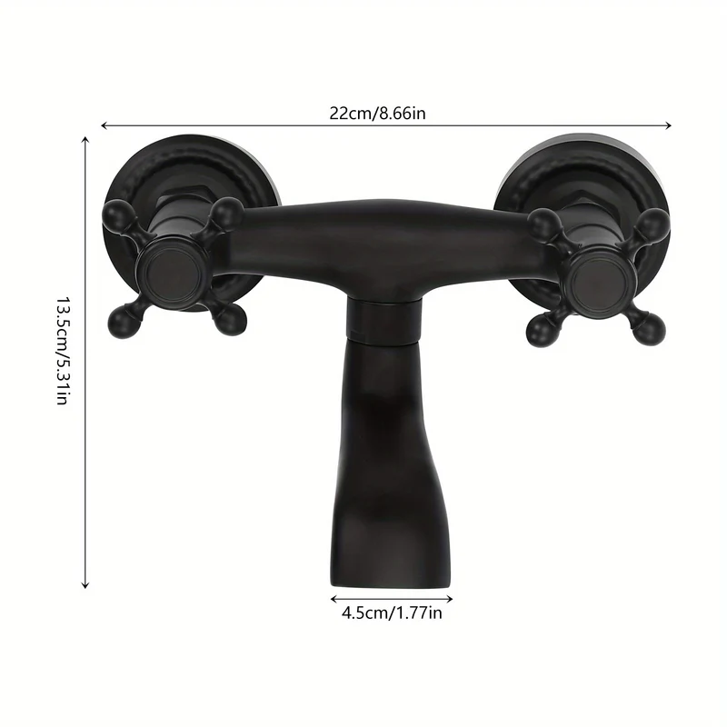 Robinet de lavabo mural rétro noir à croisillons