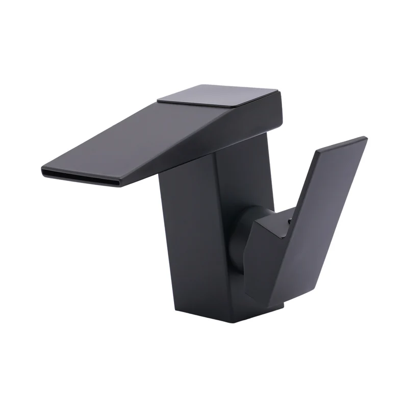 Mitigeur de lavabo cascade noir carré à écran de température