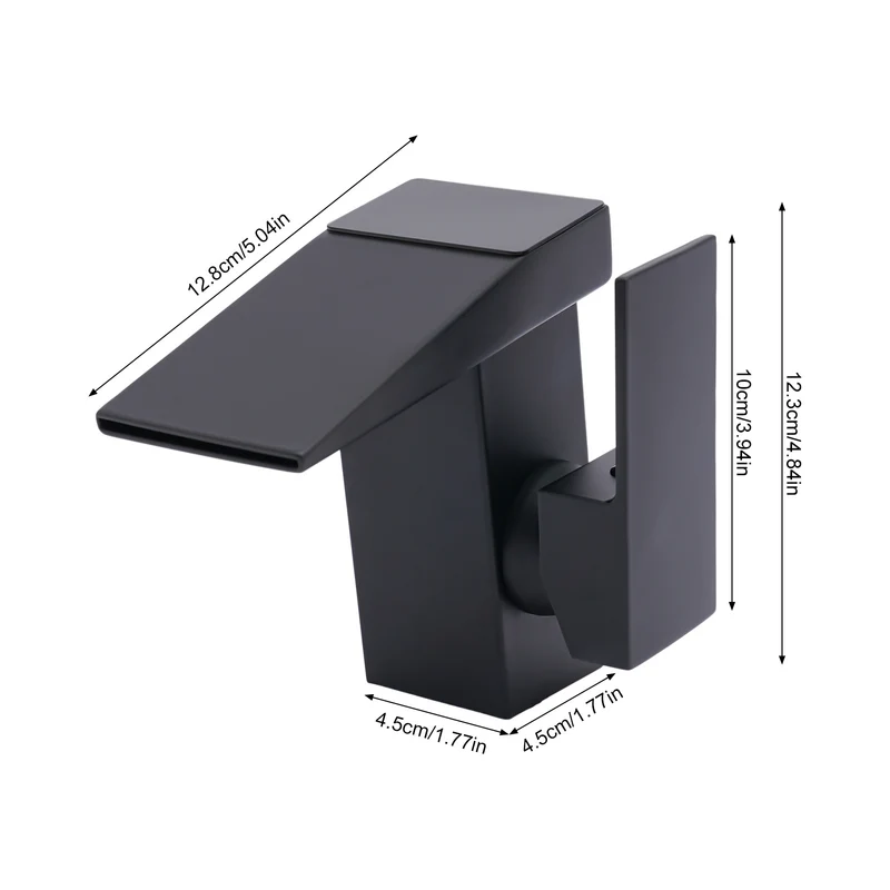 Mitigeur de lavabo cascade noir carré à écran de température