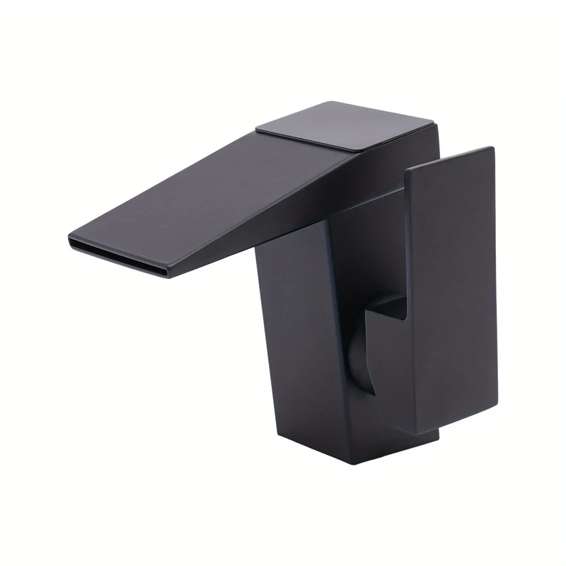 Mitigeur de lavabo cascade noir carré à écran de température