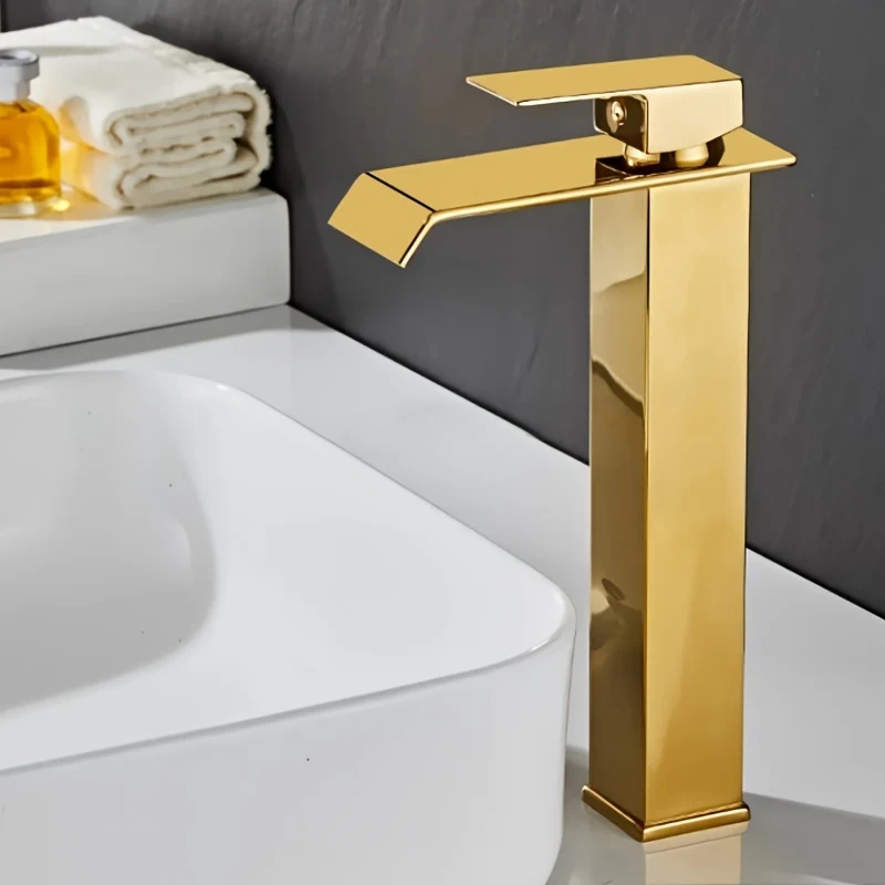 Mitigeur de vasque haut cascade de 30 cm, doré, noir ou bicolore