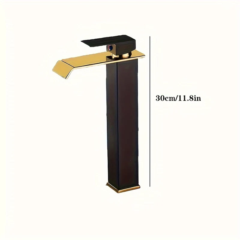 Mitigeur de vasque haut cascade de 30 cm, doré, noir ou bicolore