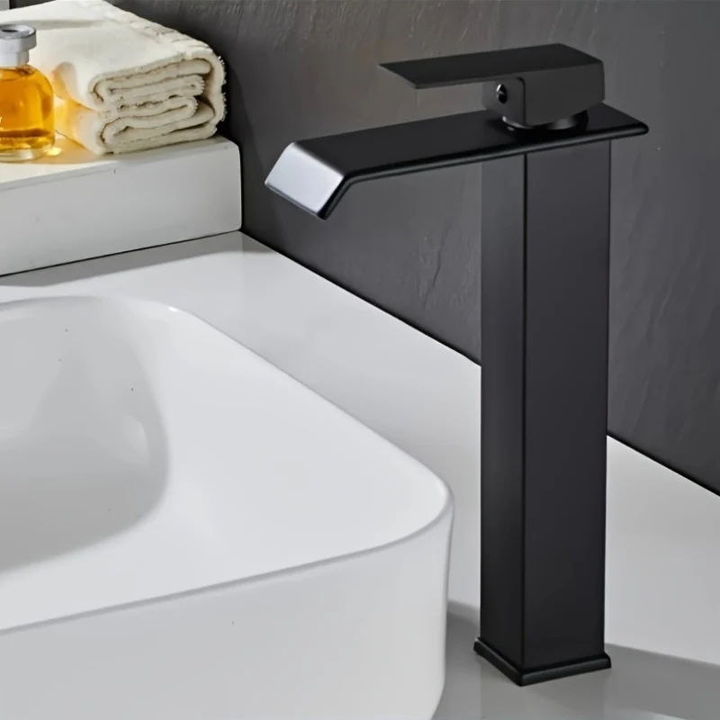 Mitigeur de vasque haut cascade de 30 cm, doré, noir ou bicolore
