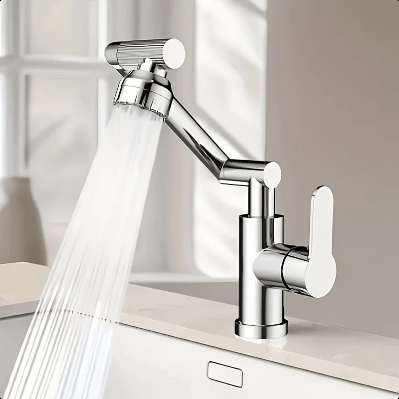 Mitigeur de lavabo à bras articulé rotatif avec deux modes de jet