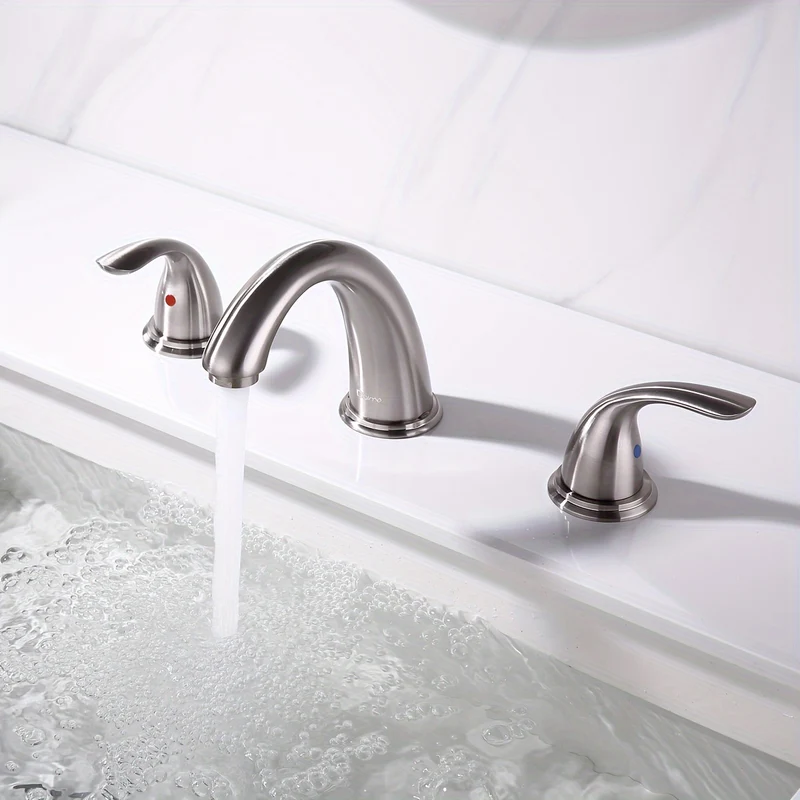 Robinet de lavabo trois trous en nickel brossé à deux poignées