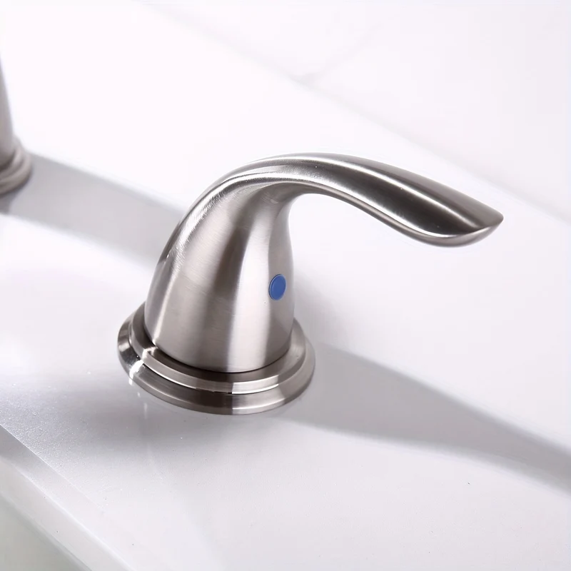 Robinet de lavabo trois trous en nickel brossé à deux poignées