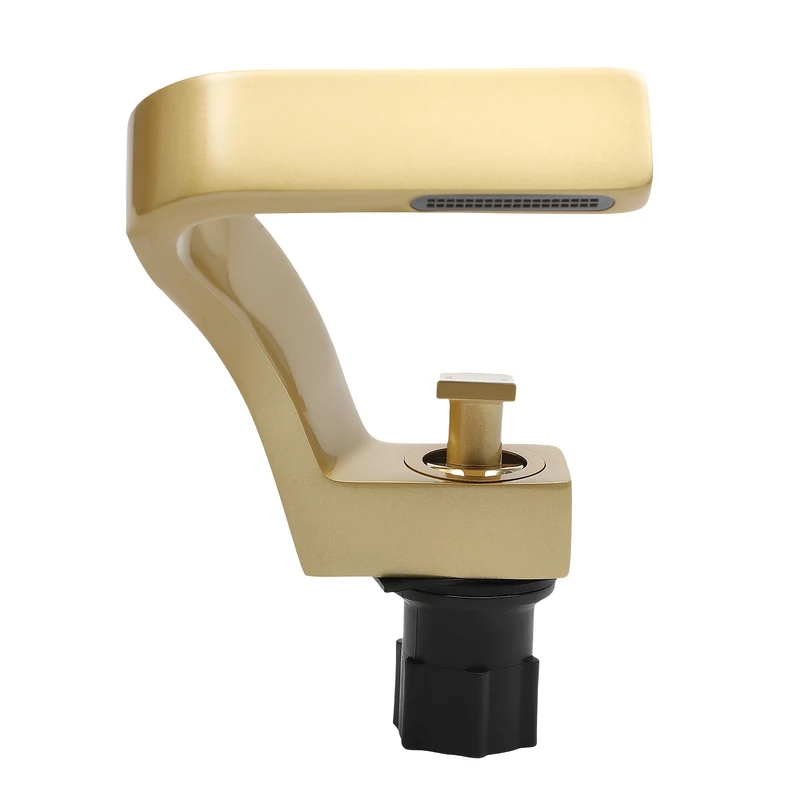 Mitigeur de lavabo cascade doré au bec en Z