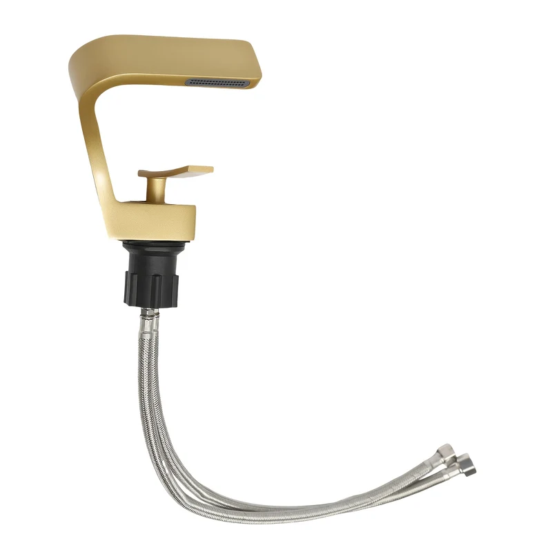 Mitigeur de lavabo cascade doré au bec en Z