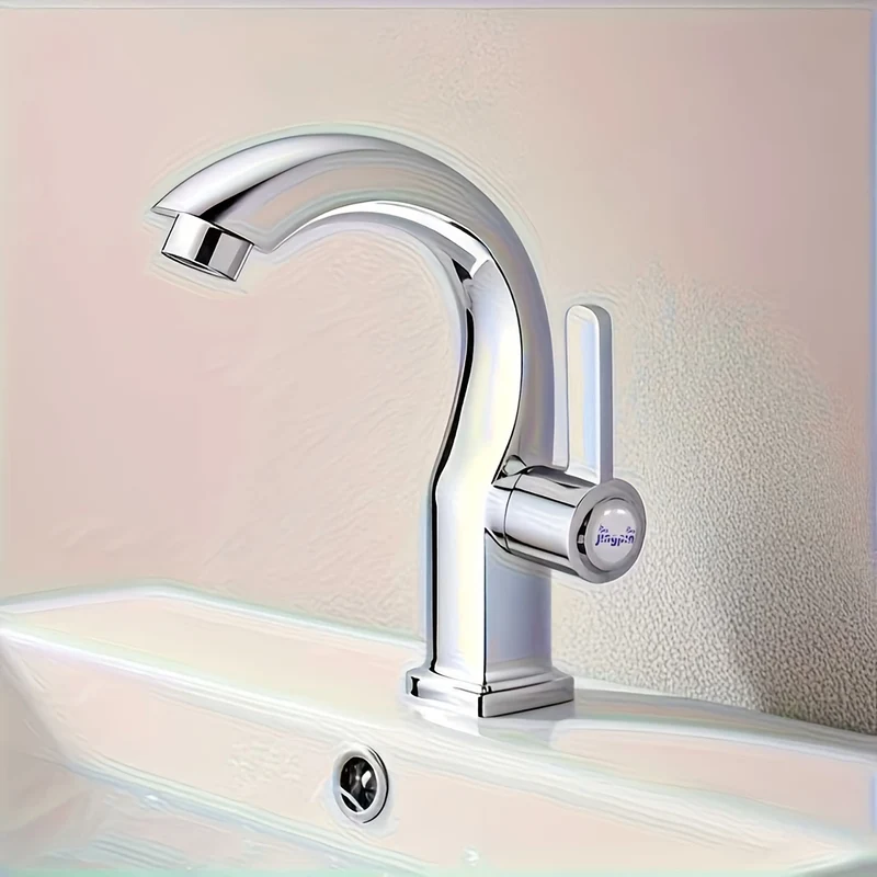 Robinet de lavabo eau froide au bec courbé, noir ou chromé