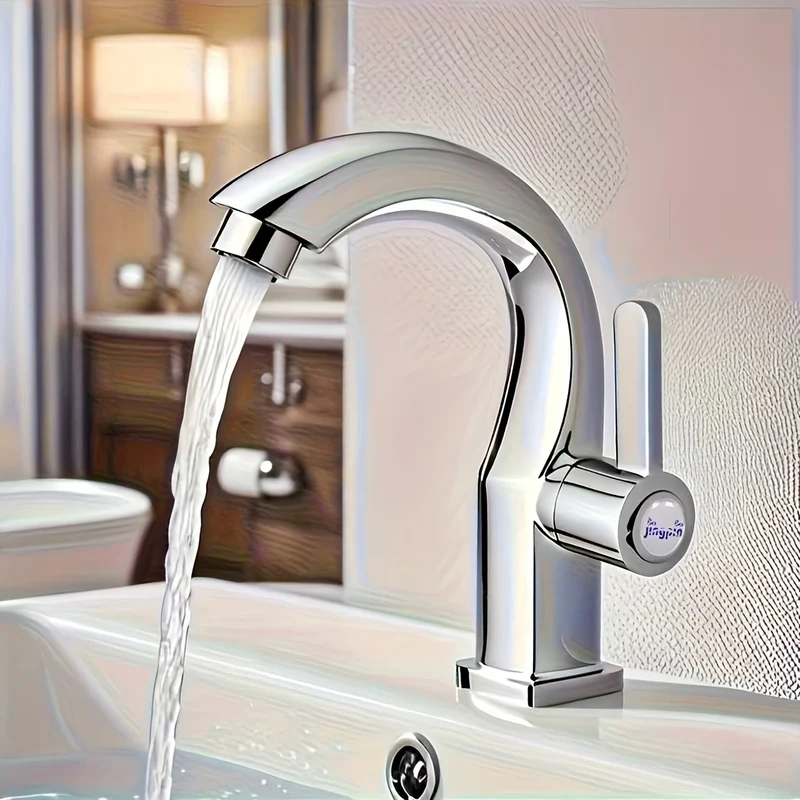 Robinet de lavabo eau froide au bec courbé, noir ou chromé