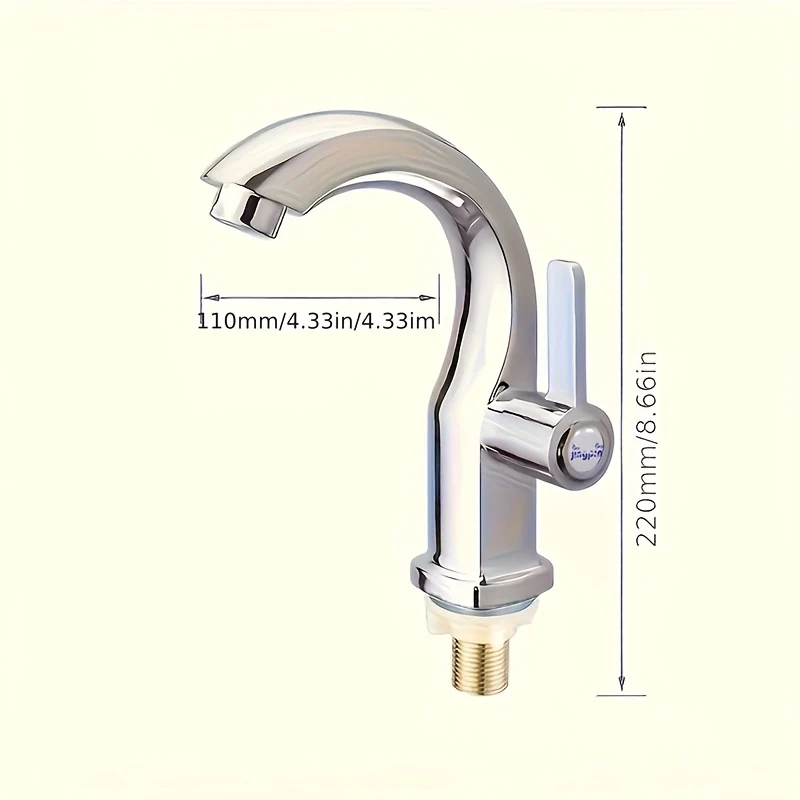 Robinet de lavabo eau froide au bec courbé, noir ou chromé