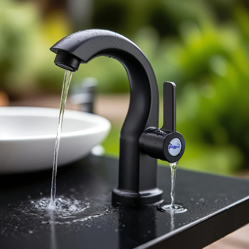 Mitigeur de lavabo compact au bec courbé, noir ou chromé