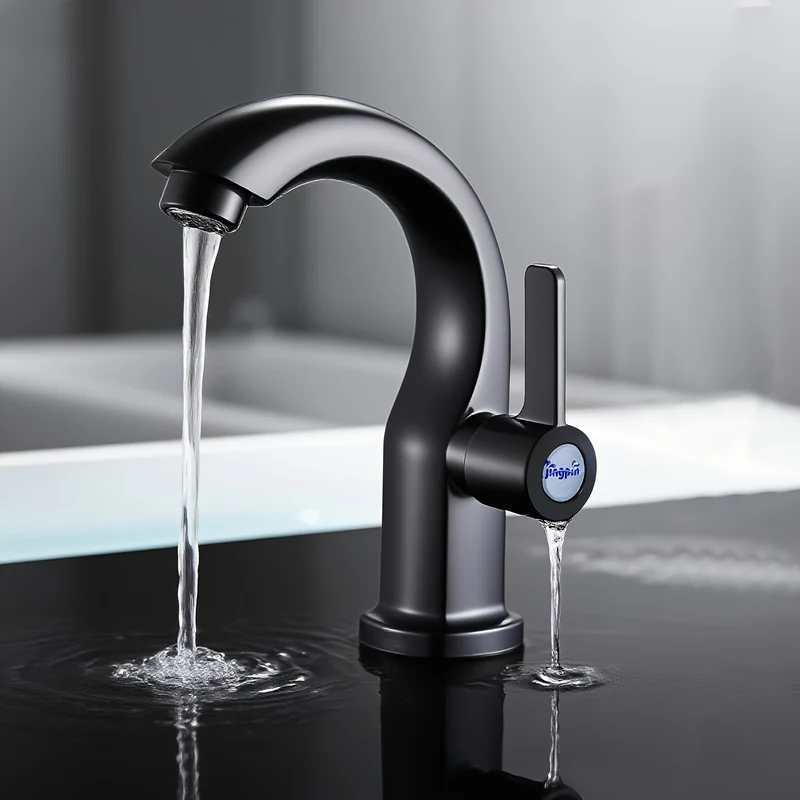 Mitigeur de lavabo compact au bec courbé, noir ou chromé