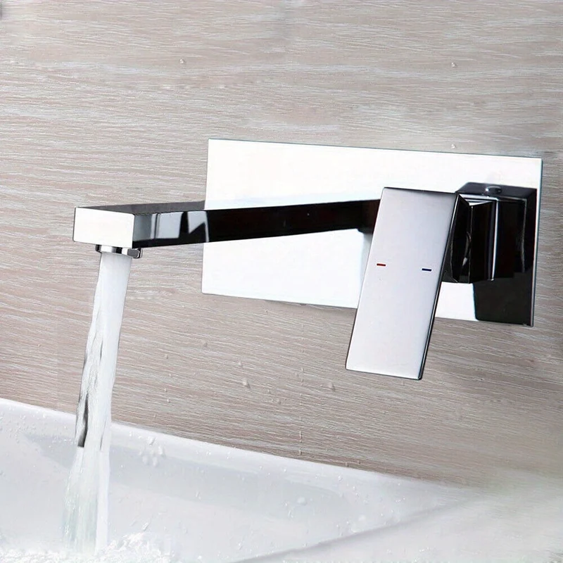 Mitigeur mural cascade chromé pour vasque et baignoire