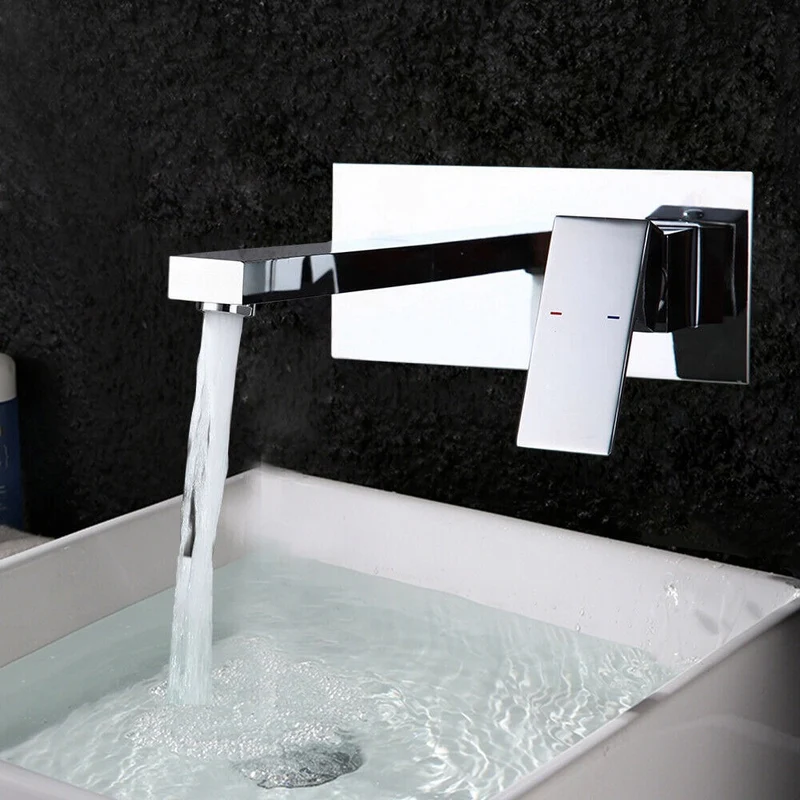 Mitigeur mural cascade chromé pour vasque et baignoire