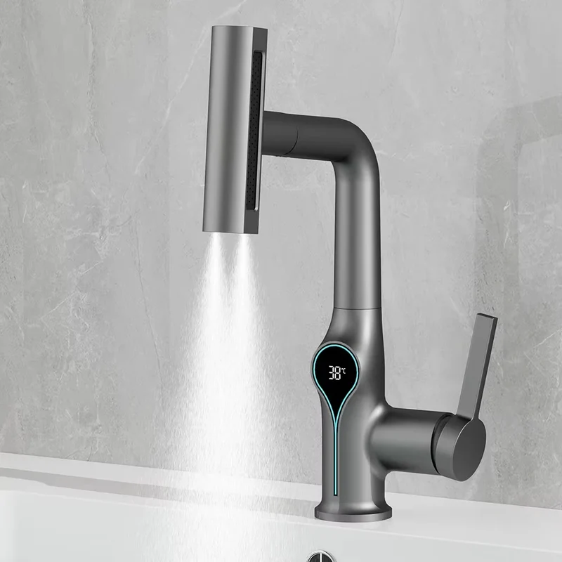 Mitigeur de lavabo cascade avec affichage digital de température