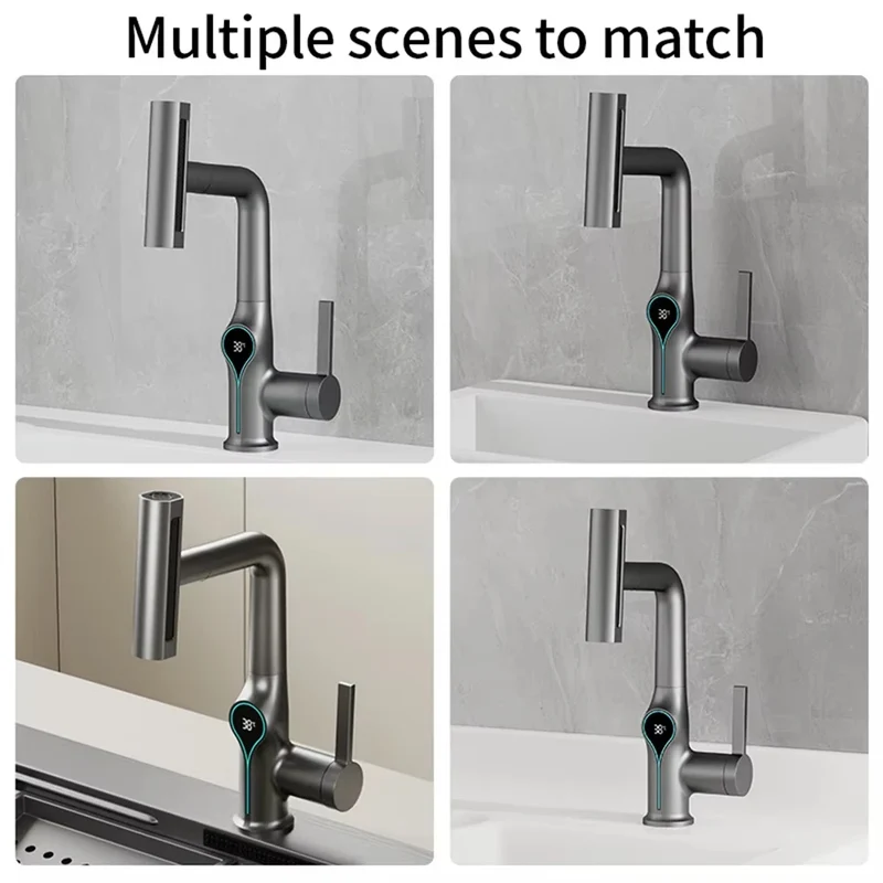 Mitigeur de lavabo cascade avec affichage digital de température