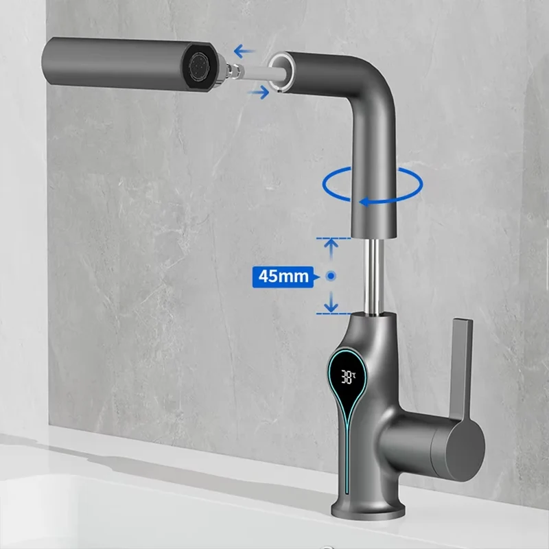 Mitigeur de lavabo cascade avec affichage digital de température