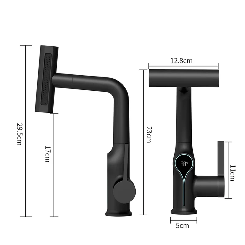 Mitigeur de lavabo cascade avec affichage digital de température