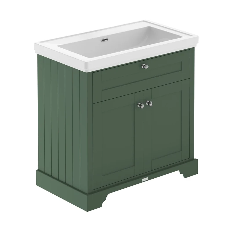 Hudson Reed Old London 800mm 2-door Vanity & Classic Basin 0th Trad Hunter Green MDF Vinyl Smooth Matt 875x830x471mm
