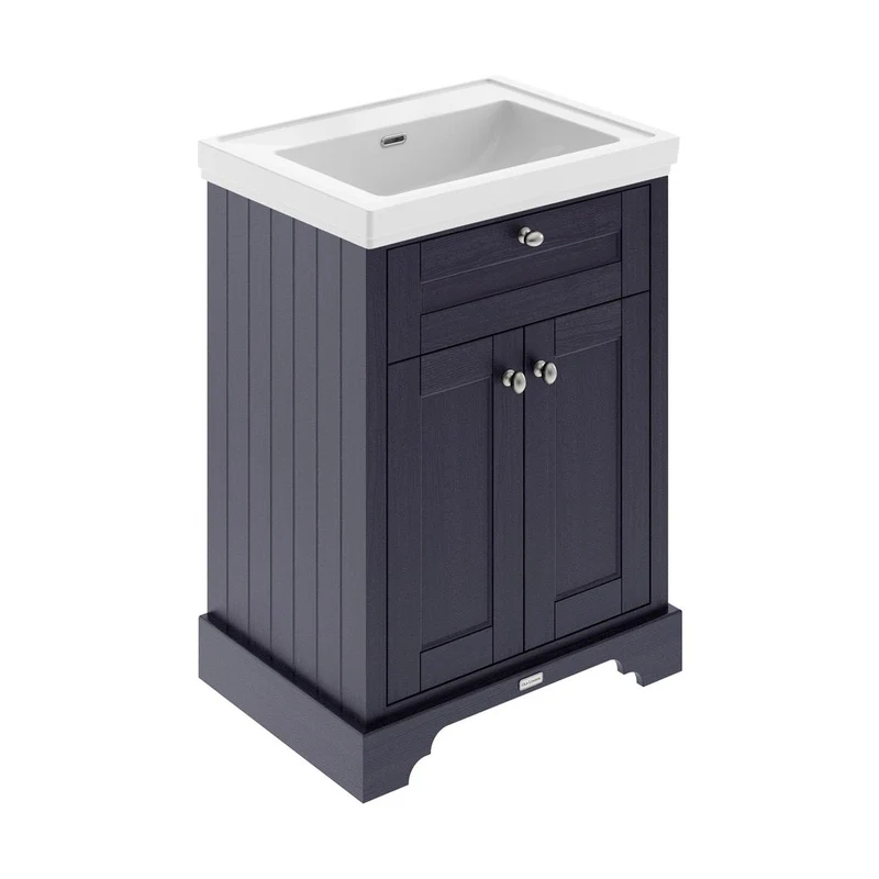 Hudson Reed Old London 600mm 2-door Vanity & Classic Basin 0th Trad Twilight Blue MDF Vinyl Textured Woodgrain 875x630x471mm