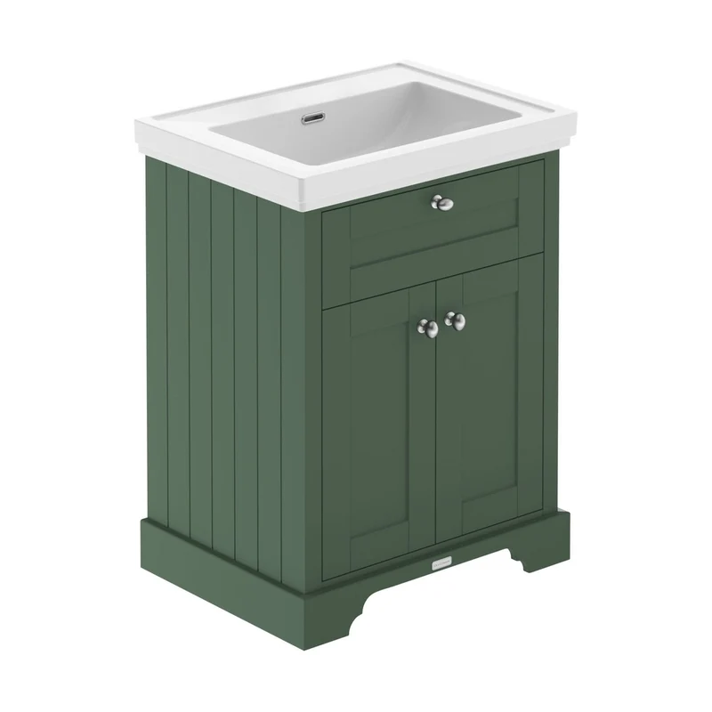 Hudson Reed Old London 600mm 2-door Vanity & Classic Basin 0th Trad Hunter Green MDF Vinyl Smooth Matt 875x630x471mm