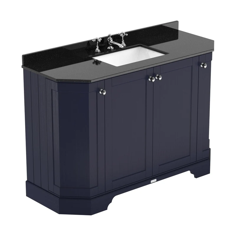 Hudson Reed Old London 1200mm 4-door Angled Unit & Marble Top 3th Trad Twilight Blue MDF Vinyl Textured Woodgrain 888x1236x470mm - LOF359