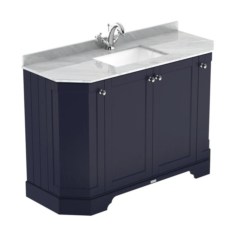 Hudson Reed Old London 1200mm 4-door Angled Unit & Marble Top 1th Trad Twilight Blue MDF Vinyl Textured Woodgrain 888x1236x470mm - LOF360